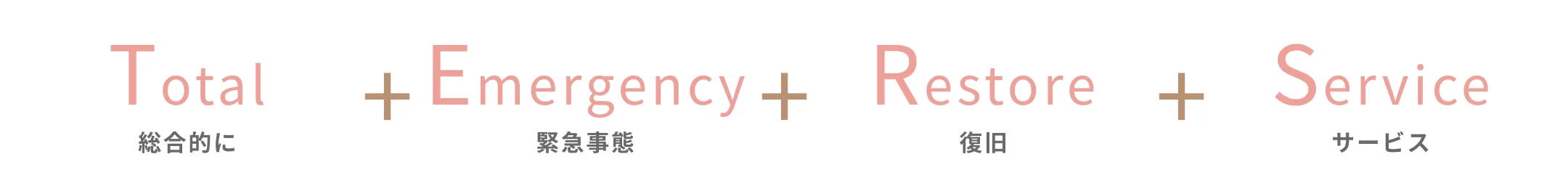 Total 総合的に + Emergency 緊急事態 + Restore 復旧 + Service サービス